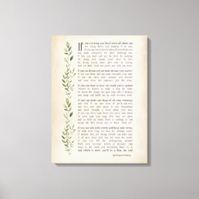 Toile IF, Poème inspiré de Rudyard Kipling (Recto)