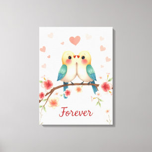 Toile Illustration adorable des Inséparables pour toujou