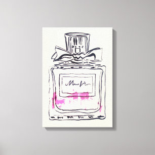 Toile Illustration aquarelle de mode de flacon de parfum