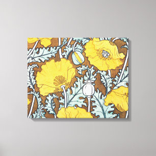 Toile Illustration Art Nouveau Poppy Fleur Jaune