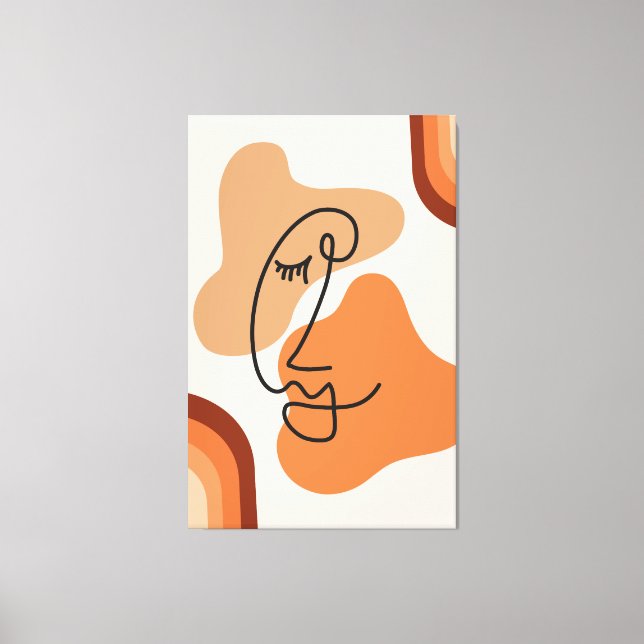Toile Illustration Brown, orange et rouge gras Abstrait (Recto)