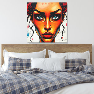 Toile Illustration créative d'une femme rousse