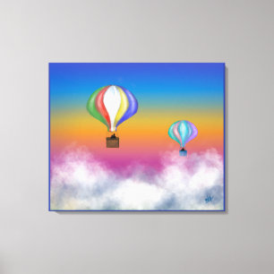 Toile Illustration de ballons à air chaud colorés dans u