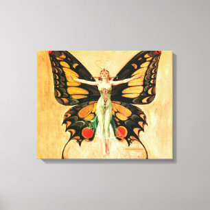 Toile Illustration de femme volant papillon Flapper