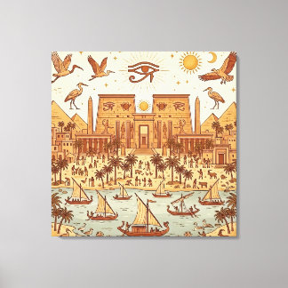 Toile Illustration de la ville antique égyptienne Boho-T