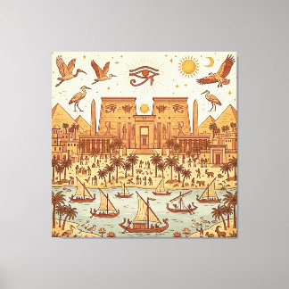 Toile Illustration de la ville antique égyptienne Boho-T