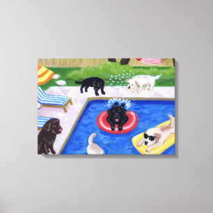 Toile Illustration de Labradors de réception au bord de