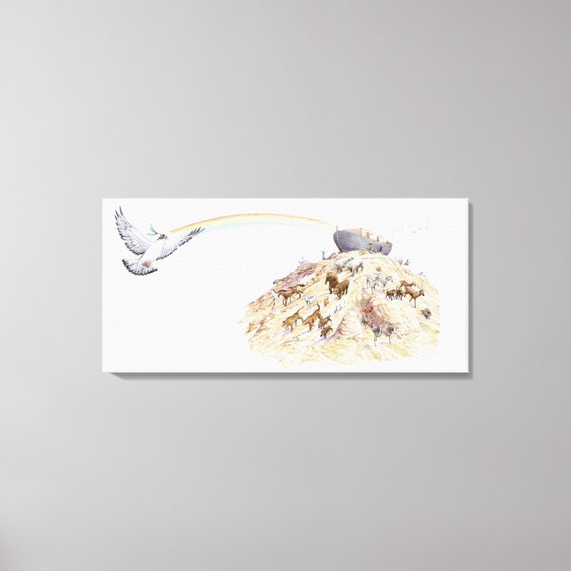 Toile Illustration de l'arche de Noé avec des animaux qu (Recto)