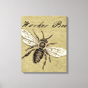 Toile Illustration de l'insecte d'abeille vintage