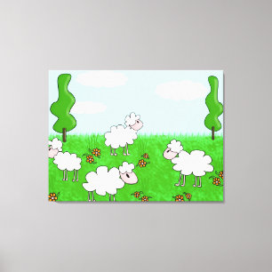 Toile Illustration de moutons mignons pour enfants
