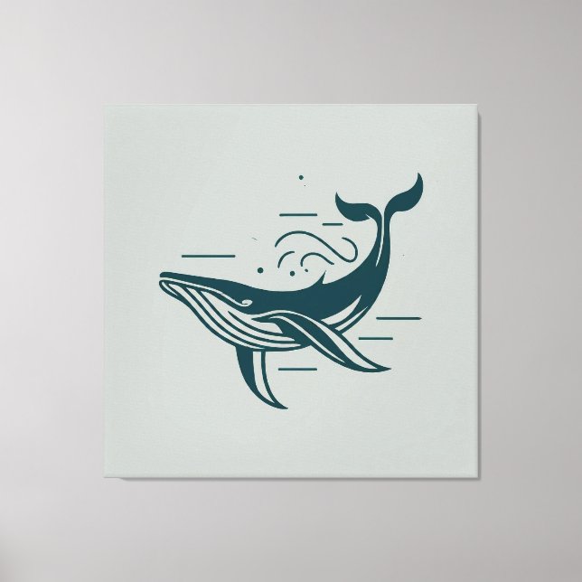 Toile Illustration de natation de baleine bleue (Recto)