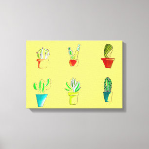Toile Illustration du désert de cactus mignons
