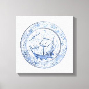 Toile Illustration du navire sur la plaque Iznik du 16e
