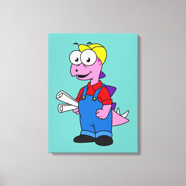 Toile Illustration D'Un Ouvrier De Construction De Stego (Recto)