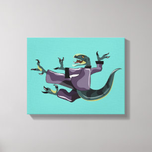Toile Illustration D'Un Rapteur Qui Fait Du Karaté.