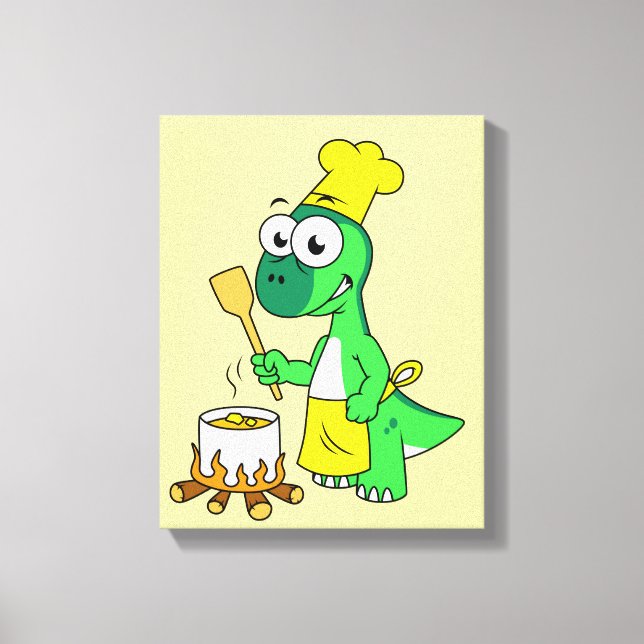 Toile Illustration D'Une Cuisine De Parasaurolophus Dino (Recto)