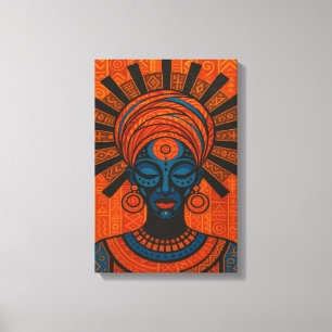 Toile Illustration d'une femme africaine tribale avec au