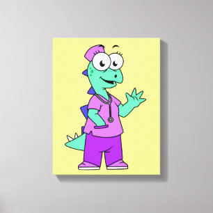 Toile Illustration D'Une Infirmière Stegosaurus.