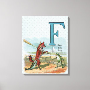 Toile Illustration fantaisiste de renard et de grenouill