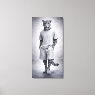 Toile Illustration minimale de léopard des neiges en ten