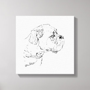 Toile Illustration minimaliste de chien Boxer - Amoureux