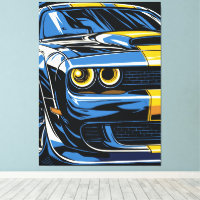 Illustration Pop Art d'une voiture musclée rétro b