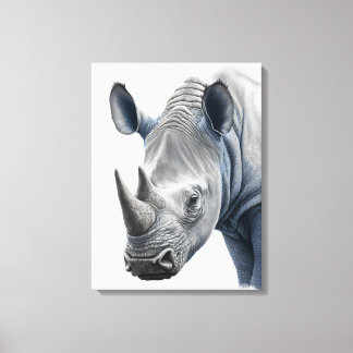 Toile Illustration Rhino - Dessin au crayon