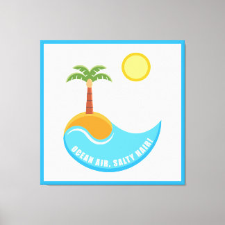 Toile Illustration Vibrante De Plage Et D'Ocean Air Palm