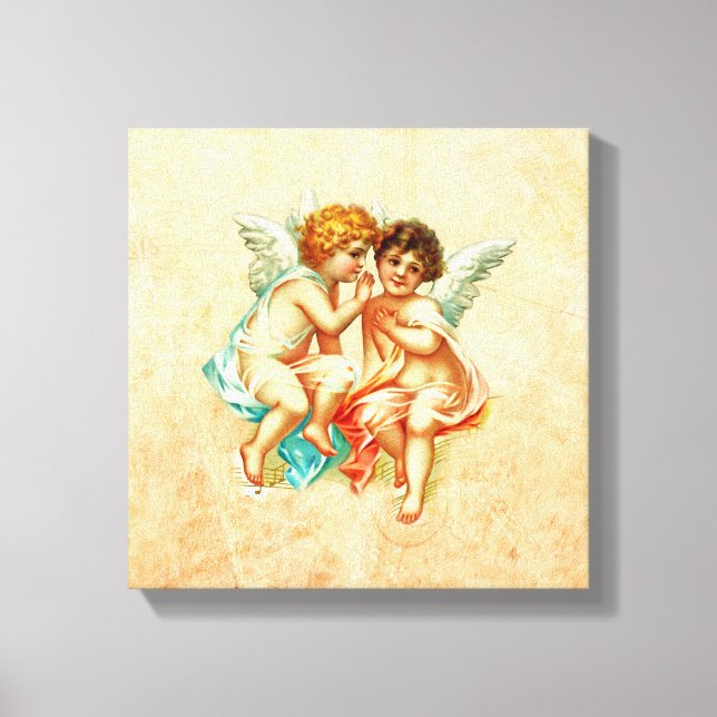 Toile Illustration vintage Ephemera Angel Cherubs (Recto)