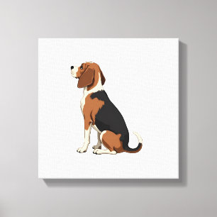 Toile Illustration vue arrière du chien Beagle vintage A