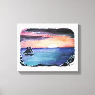 Toile Illustrations originales de COUCHER DU SOLEIL de