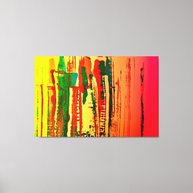 Toile Image abstraite avec des bandes rouges, jaunes, ve (Recto)