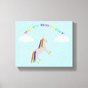 Toile Imaginaire Anniversaire Unicorne arc-en-ciel et nu