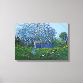 Toile Imaginaire Bleu Arbre Abstrait Paysage vif