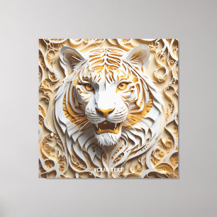 Toile Imaginaire Cute Kirigami Tiger Blanc