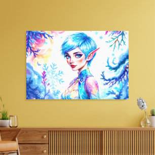 Toile Imaginaire elfe de glace hiver magie snowflake art