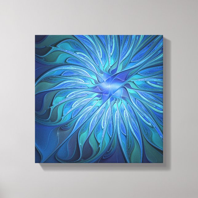 Toile Imaginaire Fleur Bleue Motif, Art Fractal Abstrait (Recto)