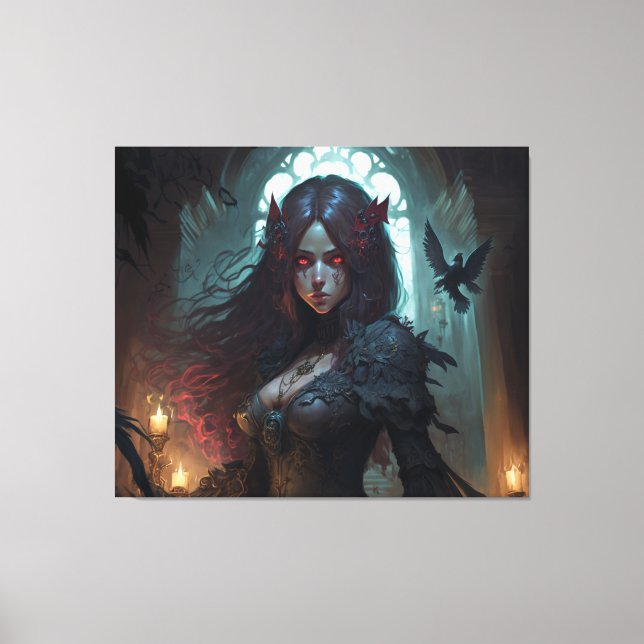 Toile Imaginaire foncé femme Anime Canvas Mur Art (Recto)