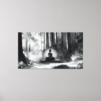 Toile Imprimé Bouddha blanc noir