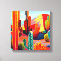 Toile Imprimer : cactus du désert aux couleurs cha