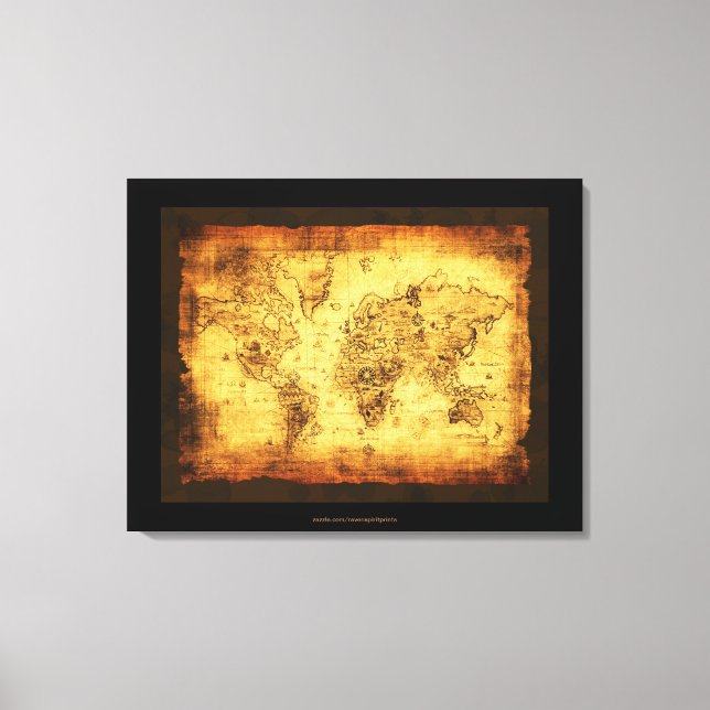 Toile Imprimer l'ancienne carte (Recto)