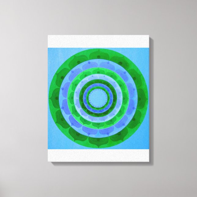 Toile Imprimer Mandala bleu vert (Recto)
