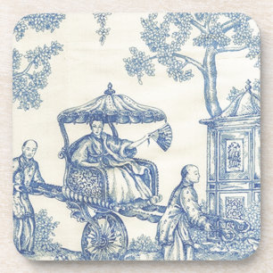 Toile in Blauem u. in weißem Getränkeuntersetzer