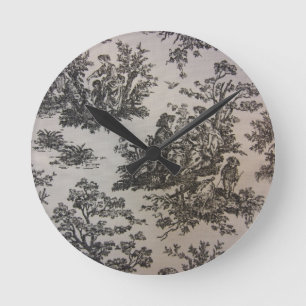 Toile in Schwarzem u. im Weiß Runde Wanduhr