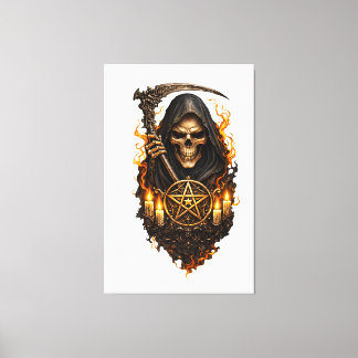Toile Infernal Skull of the Reaper – Gothic Fire Art