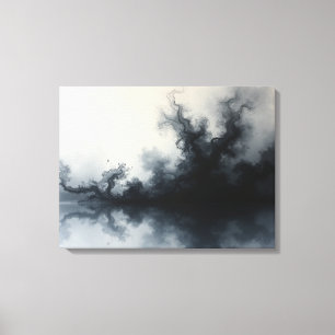 Toile Inkstorm – Art fluide abstrait monochrome 24"x18"