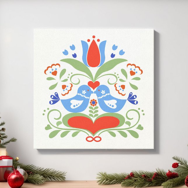 Toile Inséparables et Fleurs (Créateur téléchargé)