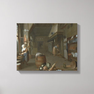 Toile Intérieur cuisine avec deux bonnes préparant la no