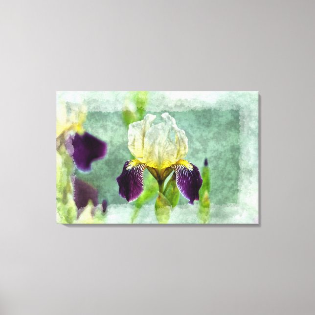 Toile Iris Violet Impressionniste Floral Peinture Art (Recto)
