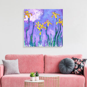 Toile Irises jaunes avec nuage rose CLAUDE MONET